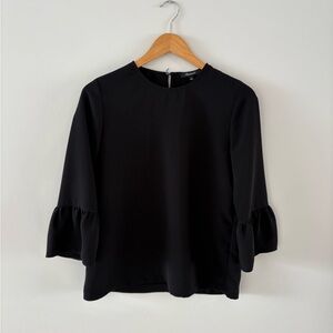 Madewell Black Ruffle Sleeve Blouse